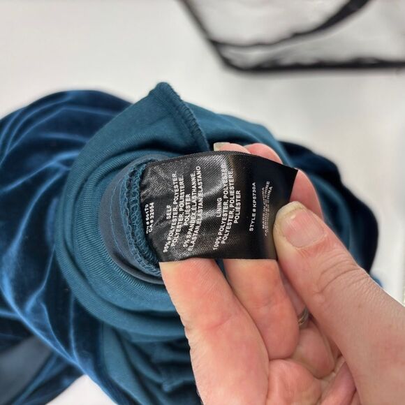 Anthropologie Greylin Luna blue Velvet Jumpsuit with Wrap VNeck wide leg  Design - Picture 4 of 10